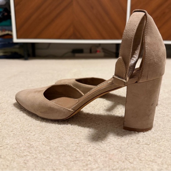 Manolo Blahnik Lausam Suede Block Heel Ankle Strap Shoes - Picture 6 of 12